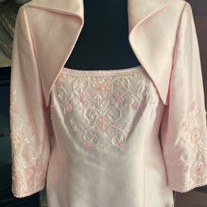 NWT Beautiful TALBOTS soft pink beaded dress with beaded bolero jacket, 6 🌸